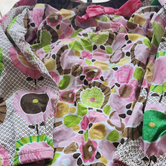 Jelly The Pug Pink and Green Floral Kids Dress - Picture 1 of 4